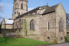 A photo of the exterior of the chancel.  Although the windows have changed over the centuries, the walls are much as they were when the Vikings arrived.
